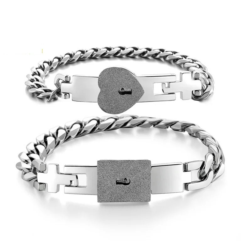 Heart & Key Love Bracelet Set