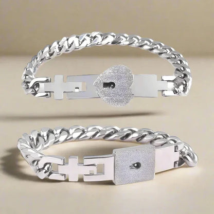 Heart & Key Love Bracelet Set
